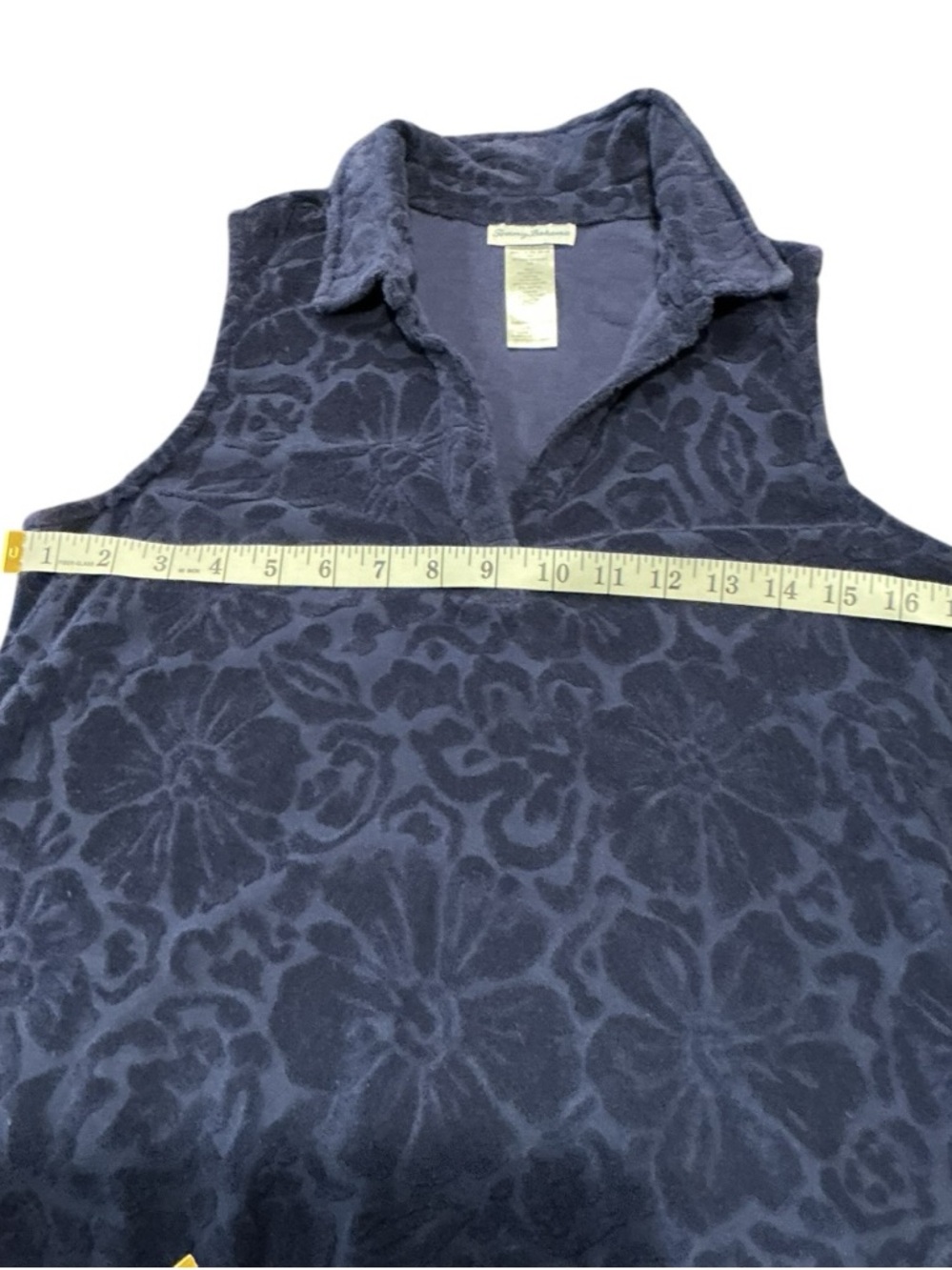 Tommy Bahama Navy Blue Floral Textured Sleeveless Dress Size M Casual Resort - Picture 5 of 6